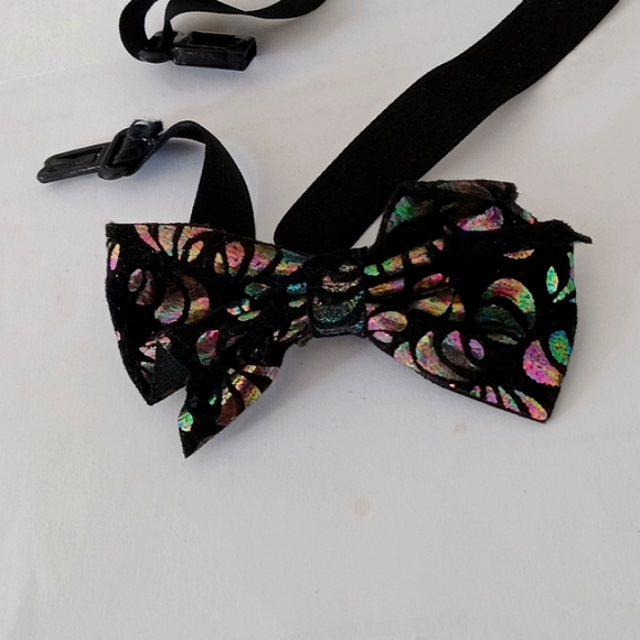Men's Designed Multicolored with Black Background Bow Tie. - Picture 4 of 4
